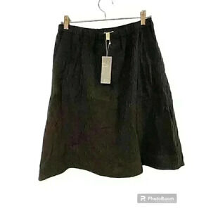 Eileen Fisher Skirt Womens XS Black Elastic Waist Organic Cotton Midi Defect